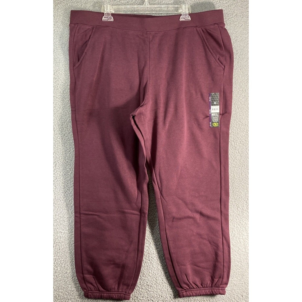 Athletic Works Fleece Sweat Pants Women XXL 20 New Burgundy Joggers Pull On